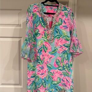 Lilly Pulitzer Vibrant Pink and Blue Floral Top